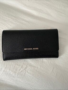 Michael Kors Black Pebbled Leather Trifold Wallet